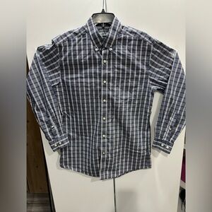 NWOT Eddie Bauer Men's M Classic Plaid  Button Down Shirt Long Sleeve Dark Blue